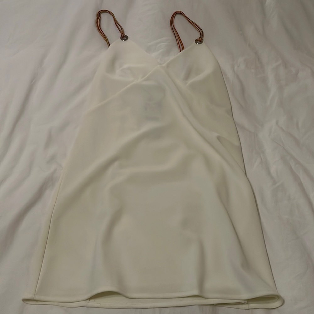 Zara white dress with colorful straps